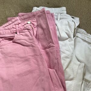 Pink and White Women's Jeans